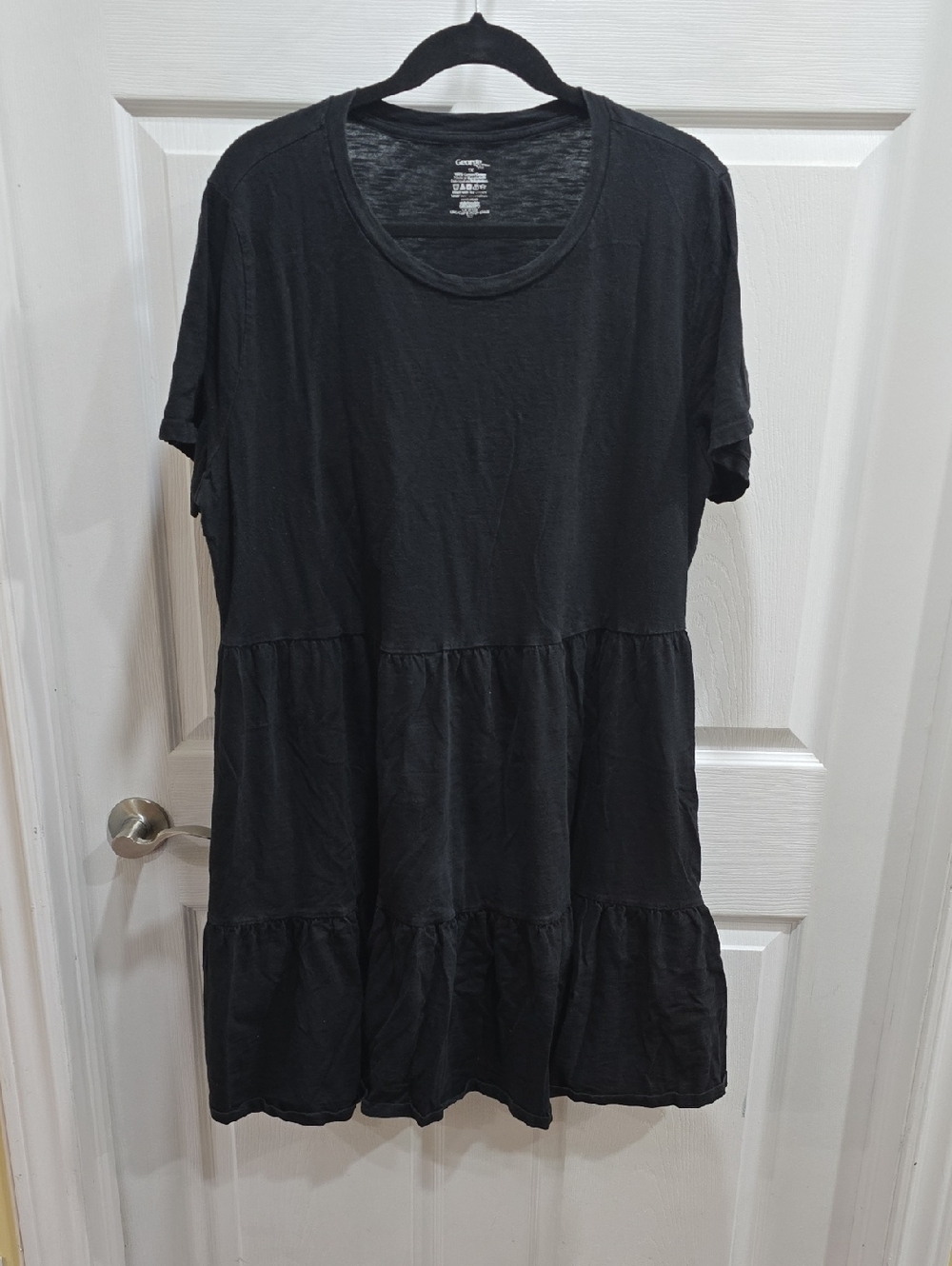 George Black Tiered Short-Sleeve Dress